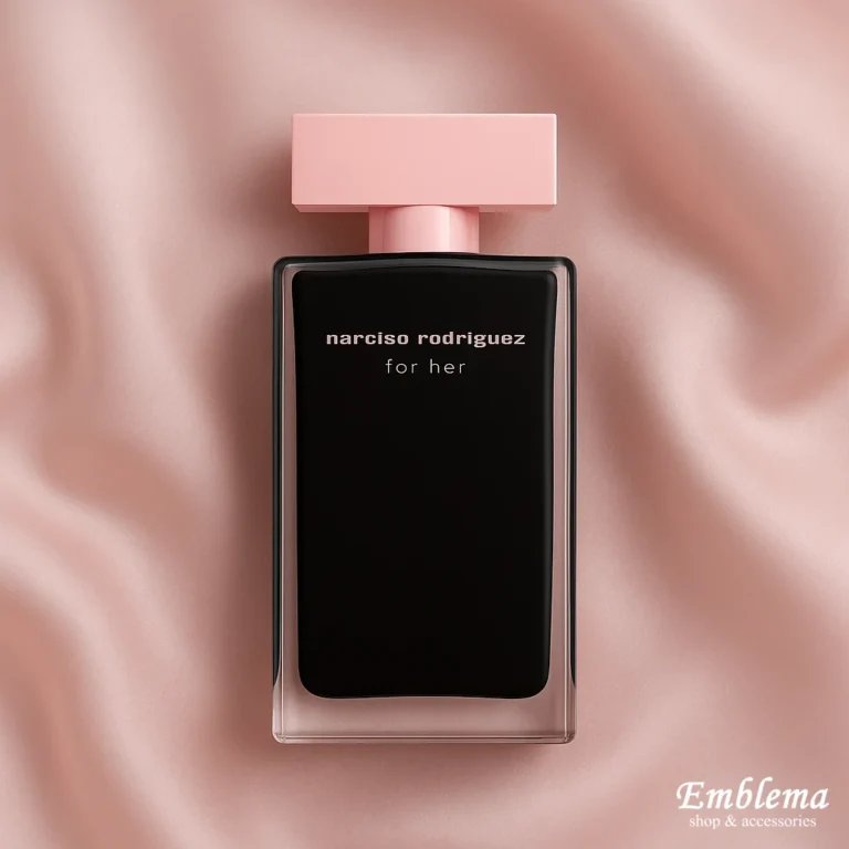 Narciso Rodriguez For Her EDT 100ml vapo – flacone nero con tappo rosa su seta rosa cipria, atmosfera raffinata ed elegante